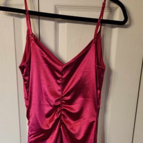 Hot Pink Satin Formal M dress - Picture 2 of 5
